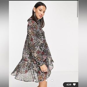 Topshop chuck on floral swing shirtdress in multi
